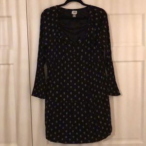 Patterned Boho Swing Dress with Black Print